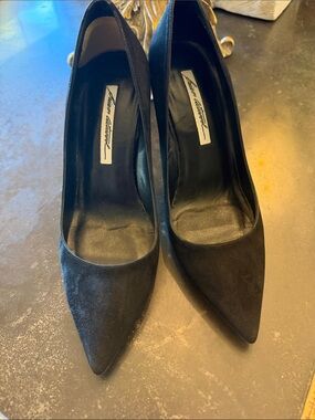 Black Pointed-Toe Suede Pumps by Brian Atwood